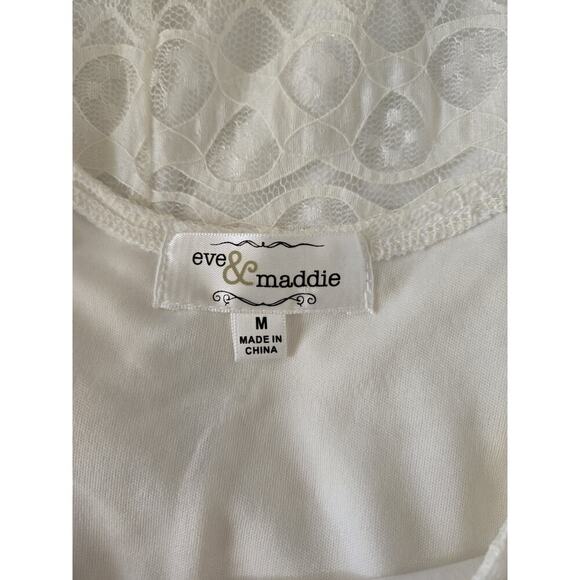 Eve & Maddie Womens Medium Y2k Babydoll Top Whimsy Fairy Boho Ivory Lace Peasant - Picture 6 of 9